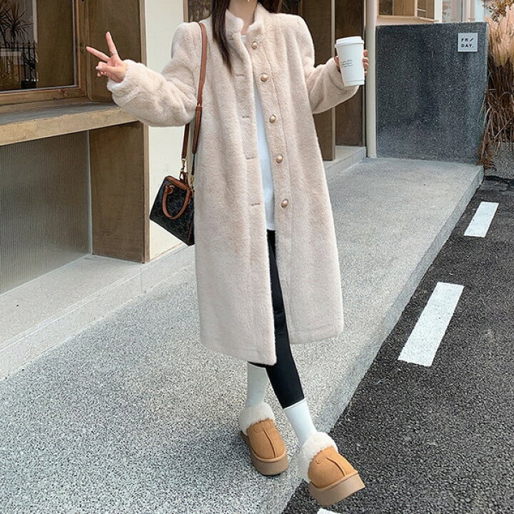 楽天市場】ボアコート ロングコート レディース ドレスコート 白コート 