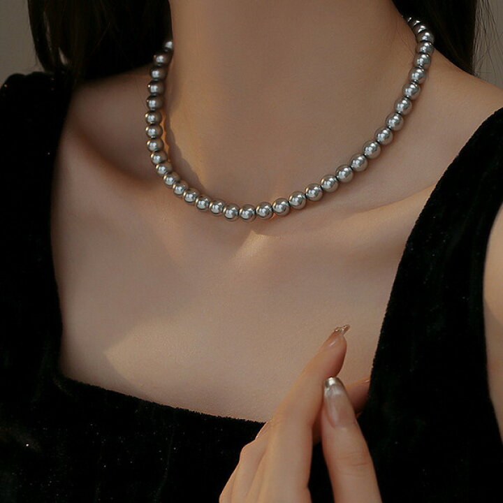 楽天市場】グレーパールネックレス シルバーパールネックレス 