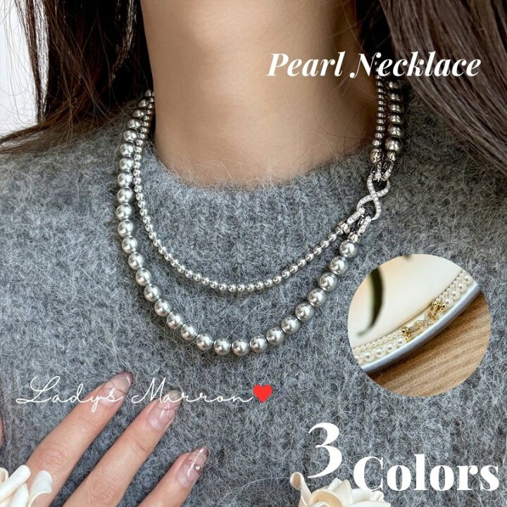 楽天市場】グレーパールネックレス シルバーパールネックレス 