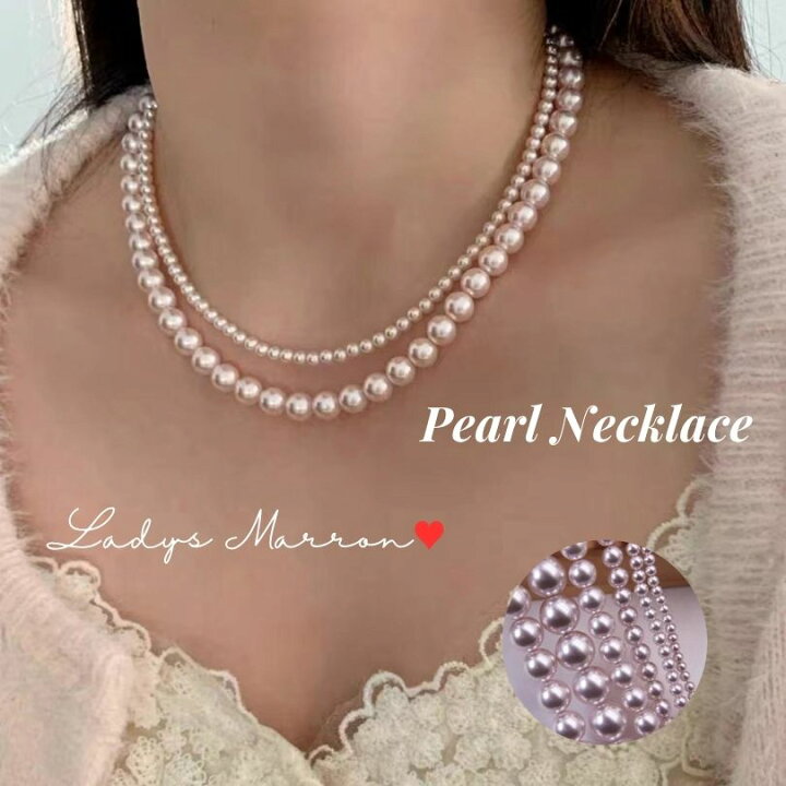 楽天市場】ピンクパールネックレス カジュアル 3mm 4mm 6mm 8mm 10mm 