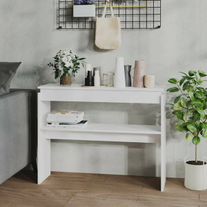 vidaXL �R���\�[���e�[�u�� �z���C�g 102x30x80 cm �G���W�j�A�[�h�E�b�h