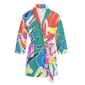 お得なクーポン 送料無料 725#25(レディースバスローブ) レディースバスローブ レディース アート カラフル 抽象 ユニーク 個性的 スタイリッシュ お洒落 ミマキボクカ ★★★