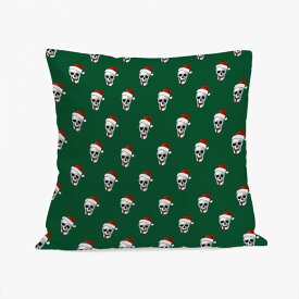 お得なクーポン 送料無料 クッションカバー おしゃれ 片面プリント 洗える プレゼント 座布団カバー 背当て 45×45cm カバーのみ Arttalif サンタクロースの頭蓋骨 - Santa Claus Skull