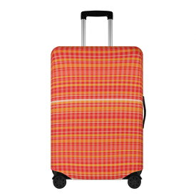 送料無料 スーツケースカバー キャリーバッグ ラゲッジカバー トランク 旅行用品 トラベル S M L XL サイズ おしゃれ プレゼント ギフト cut タータン風チェック柄 オレンジ