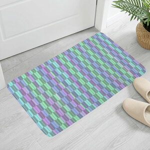 お得なクーポン 送料無料 YAGASURI【1】(ふんわりドアマット) ふんわりドアマット ユニセックス ホームデコレーション アート ブルー パープル カラフル 和風 ストライプ 矢絣 縁起物