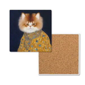お得なクーポン 送料無料 猫の肖像画 D(セラミックコースター) セラミックコースター ユニセックス アクセサリー 動物 アート 絵画 猫 ねこ 油絵 個性的 生き物 肖像画 美術 ぶさかわ