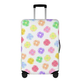 お得なクーポン 送料無料 スーツケースカバー キャリーバッグ ラゲッジカバー トランク 旅行用品 トラベル S M L XL サイズ おしゃれ プレゼント ギフト maiart 虹色お花のパターン