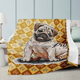 お得なクーポン 送料無料 ブランケット Mサイズ 大判 ひざ掛け インテリア アウトドア プレミアムスエード マイクロフリース 手縫い 耐久性抜群 プレゼント 3サイズ おちたけみち パグ柄