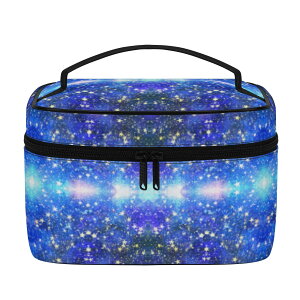 お得なクーポン 送料無料 ホシフルヨルニ(レザーコスメバッグ) レザーコスメバッグ ユニセックス バッグ アート ブルー 青 水色 光 夜空 カラフル 黒 綺麗 星 お洒落 幻想的 空色 大人可愛い