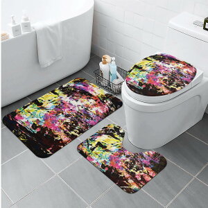 お得なクーポン 送料無料 725#111(トイレマットセット) トイレマットセット ユニセックス ホームデコレーション アート 抽象 ユニーク 個性的 スタイリッシュ お洒落 アナログ コラージュ