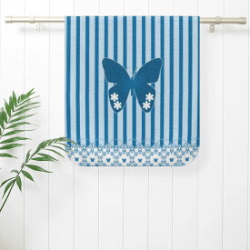 お得なクーポン 送料無料 蝶レースストライプ青(フェイスタオル) フェイスタオル ユニセックス ホームデコレーション 全て 花 ストライプ レース 蝶 青系 縞模様 蝶レースストライプ青