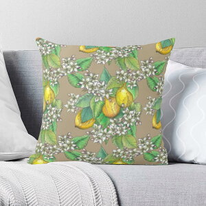 お得なクーポン 送料無料 Lemon tree(beige)(フルプリントクッションカバー) フルプリントクッションカバー ユニセックス ホームデコレーション アート ボタニカル ベージュ Sayuri Nagakura plants