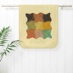 お得なクーポン 送料無料 オレンジ イエロー グリーンの抽象画(フェイスタオル) フェイスタオル ユニセックス ホームデコレーション アート 抽象画 グリーン 緑 黄色 ジャコメッティ