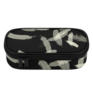 お得なクーポン 送料無料 Monotone feathers(ペンケース) ペンケース ユニセックス バッグ アート モノトーン 白黒 羽 シック 大人 お洒落 さとみん。 ★★★