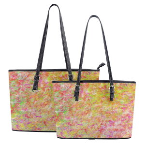 お得なクーポン 送料無料 春(レザートートバッグ) レザートートバッグ レディース バッグ アート スプリング 春 パステル 抽象画 トートバッグ レザー cut ★★★