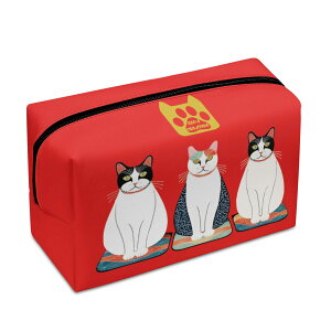 お得なクーポン 送料無料 和柄の着物を着た優雅な3匹の猫(コスメバッグ) コスメバッグ ユニセックス バッグ 動物 猫 ポーチ ギフト ケース 贈り物 普段使い leojiro24 ★★★