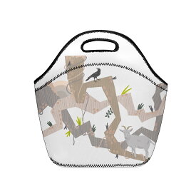 お得なクーポン 送料無料 迷子のヤギとカラス ランチバッグ ユニセックス バッグ 動物 かわいい ヤギ 鳥 イラスト 優しい ガラス リラックス tokomoro ★★★