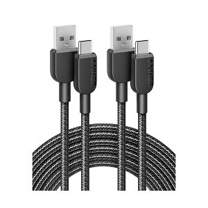 �A���J�[�W���p�� ANKER 310 ���ϋv�i�C���� USB-C��USB-A �P�[�u�� 3.0m �u���b�N B81G70111�p�b�N�i2�{�j