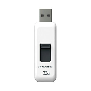 �i�܂Ƃ߁j �A�[�L�XUSB2.0 �X���C�h���t���b�V�������� 32GB �z���C�g AS-032GU2-PSW 1�� �y×2�Z�b�g�z