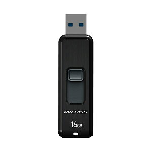 �i�܂Ƃ߁j �A�[�L�XUSB3.2�iGen1�j �X���C�h���t���b�V�������� 16GB �u���b�N AS-016GU3-PSB 1�� �y×2�Z�b�g�z