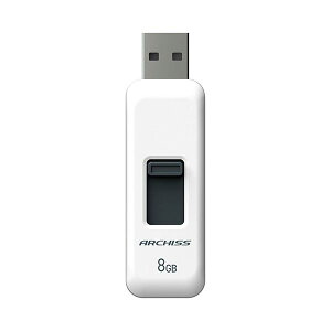 �i�܂Ƃ߁j �A�[�L�XUSB2.0 �X���C�h���t���b�V�������� 8GB �z���C�g AS-008GU2-PSW 1�� �y×2�Z�b�g�z