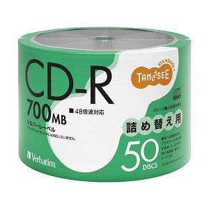 TANOSEE �o�[�x�C�^�� �f�[�^�pCD-R 700MB 48�{�� �l�ߑւ��p SR80FC50TT2 1�Z�b�g(300���F50��×6�p�b�N)