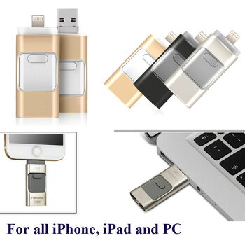 64GBフラッシュメモリUSBメモリLightningライトニングmicroUSBマイクロUSBAndroidアンドロイドiphoneアイフォン対応3色スマホPCバックアップ