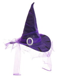 The ブラック Witch 帽子 ハット with Purple Veil ハロウィン コスプレ 衣装 仮装 小道具 おもしろい イベント パーティ ハロウィーン 学芸会