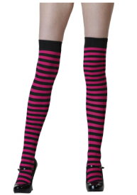 ブラック and Fuchsia Striped Stockings ハロウィン コスプレ 衣装 仮装 小道具 おもしろい イベント パーティ ハロウィーン 学芸会