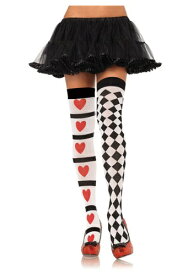 Harlequin and Heart Thigh Highs ハロウィン コスプレ 衣装 仮装 小道具 おもしろい イベント パーティ ハロウィーン 学芸会