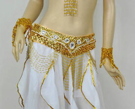 ベリーダンス 衣装 ハンドメイド ヒップスカーフ ベルト gold コスチューム ダンス 衣装 発表会