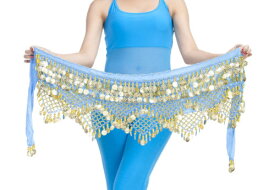 ベリーダンス 衣装 ヒップスカーフ ベルト velvet & 320pcs Golden Coins 11 カラー コスチューム ダンス 衣装 発表会