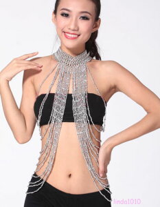 �_���X �x���[�_���X �ߑ� �����O Bead �l�b�N���X �u���X���b�g Gold/Silver 2 �J���[ �R�X�`���[�� �_���X �ߑ� ���\��