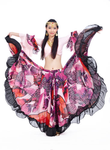 ＼1日 全品P5倍／ベリーダンス シフォン Tribal Bohemia Gypsy ロング スカート Full Circle ドレス 2 カラー コスチューム ダンス 衣装 発表会