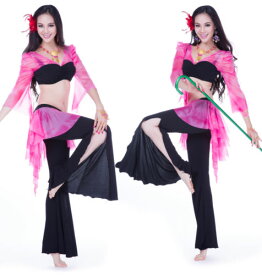 ベリーダンス 衣装 Yoga Outfit 2 pcs Lotus ブラウス トップ&Tribal パンツ 7 カラー コスチューム ダンス 衣装 発表会