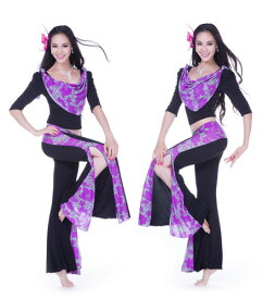 ベリーダンス 衣装 Yoga Outfit 3 セット ブラウス トップ&ヒップスカーフ ベルト&パンツ 8 カラー コスチューム ダンス 衣装 発表会