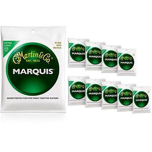 }[` Martin M1000 Marquis 80/20 Bronze Extra Light Acoustic Strings 10-Pack