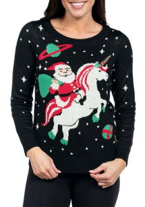 The Tipsy Elves Women's Santa Riding jR[ Ugly Christmas Sweater nEB fB[X RXv ߑ   p Cxg p[eB nEB[ w|