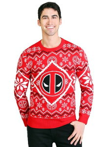 Deadpool Icon Red/zCg Intarsia Knit Ugly Christmas Sweater NX}X nEB Y RXv ߑ j  jp Cxg p[eB nEB[ w|
