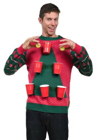 ＼1日☆全品P5倍／Tipsy Elves Mens Beer Pong Ugly Christmas Sweater クリスマス ハロウィン メンズ コスプレ 衣装 男性 仮装 男性用 イベント パーティ ハロウィーン 学芸会