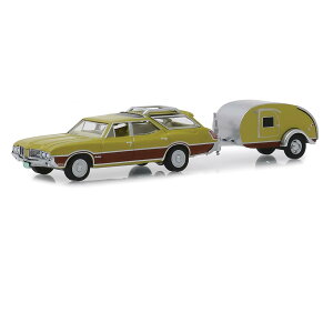 Greenlight 1971 Olds Vista Cruiser & Teardrop Trailer 1/64 スケール | ダイキャストカー ダイキャスト 車のおもちゃ 車 おもちゃ コレクション ミニチュア ダイカスト モデルカー ミニカー アメ車 ギフト