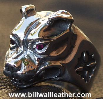 ビルウォールレザー BWL Bill Wall Leather Large Dog Head w Stone Eyes Custom Handcrafted 指輪 シルバー ドッグヘッド ハンドクラフト リング wストーン カスタム R327S Rings 休日限定 ラージ 超激安特価