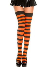 ブラック and Orange Striped Thigh Highs Socks | コスプレ 衣装 仮装 小道具 おもしろい イベント パーティ 発表会 デコレーション リボン アクセサリー メンズ レディース 子供 おしゃれ かわいい ギフト プレゼント