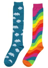 Mismatched Rainbow Knee-High Socks | コスプレ 衣装 仮装 小道具 おもしろい イベント パーティ 発表会 デコレーション リボン アクセサリー メンズ レディース 子供 おしゃれ かわいい ギフト プレゼント