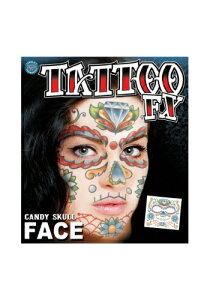 Candy Skull Face Temporary Tattoo | RXv ߑ   낢 Cxg p[eB \ fR[V { ANZT[ Y fB[X q  킢 Mtg v[