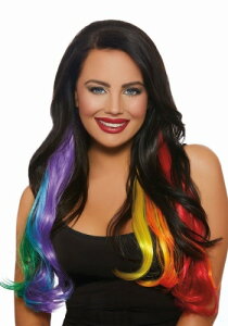 3-Piece Long Wavy Primary Rainbow Hair Extensions | RXv ߑ   낢 Cxg p[eB \ fR[V { ANZT[ Y fB[X q  킢 M