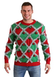 Tipsy Elves Men's Diamond Tinsel Ugly Christmas Sweater | Y RXv ߑ l j    Cxg   I IV nEC p[eB YN NX}X Mt