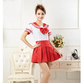 セーラー服 コスプレ リボン 付き セーラーカラー 半袖 ミニ 丈 大きいサイズ 小さいサイズ あり | セーラームーン 風 カラー セーラー ミニスカート 学生服 制服 女性 セクシー ハロウィン コスチューム