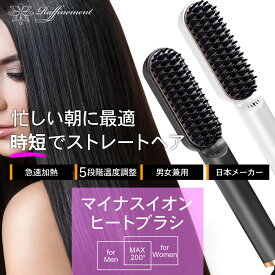 ヒートブラシ ミニ ヘアアイロン ブラシ型 耐熱ケース付き 旅行 海外対応 機内持ち込み 前髪 急速加熱 収納ポーチ付き コンパクト 軽量 2way コテ ストレートヘアアイロンブラシ ブラシタイプ ブラシ付き コーム コンパクト 持ち運び Raffinement ブラック FFF-RFB2MB