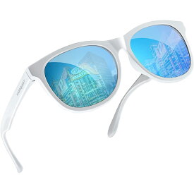 【在庫あり即納】【新カラー登場MARSQUEST 偏光サングラス メンズ サングラス UVカット 偏光 スポーツ ミラーレンズ ウェリントン型 運転 運転用 ドライブ 釣り 登山 ゴルフ ランニング おしゃれ メンズ レディース 【Momentumシリーズ (ブルーレンズ＋ホワイトフレーム)】